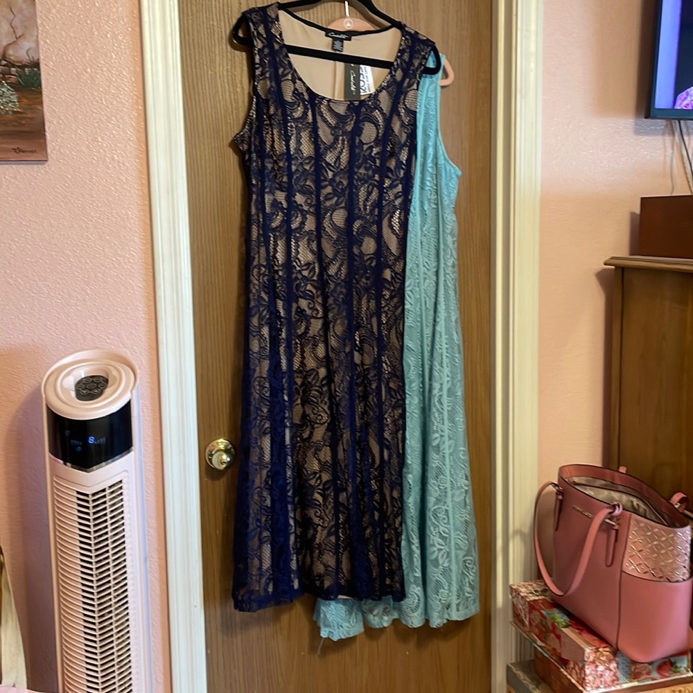 Dresses x 2 long sundresses navy size L mint xl